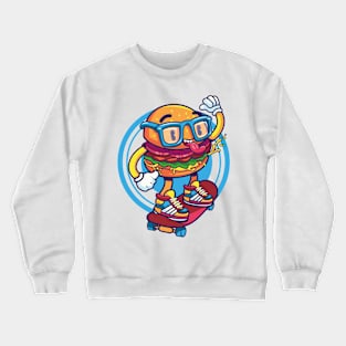 Skating Hamburger having fun Crewneck Sweatshirt